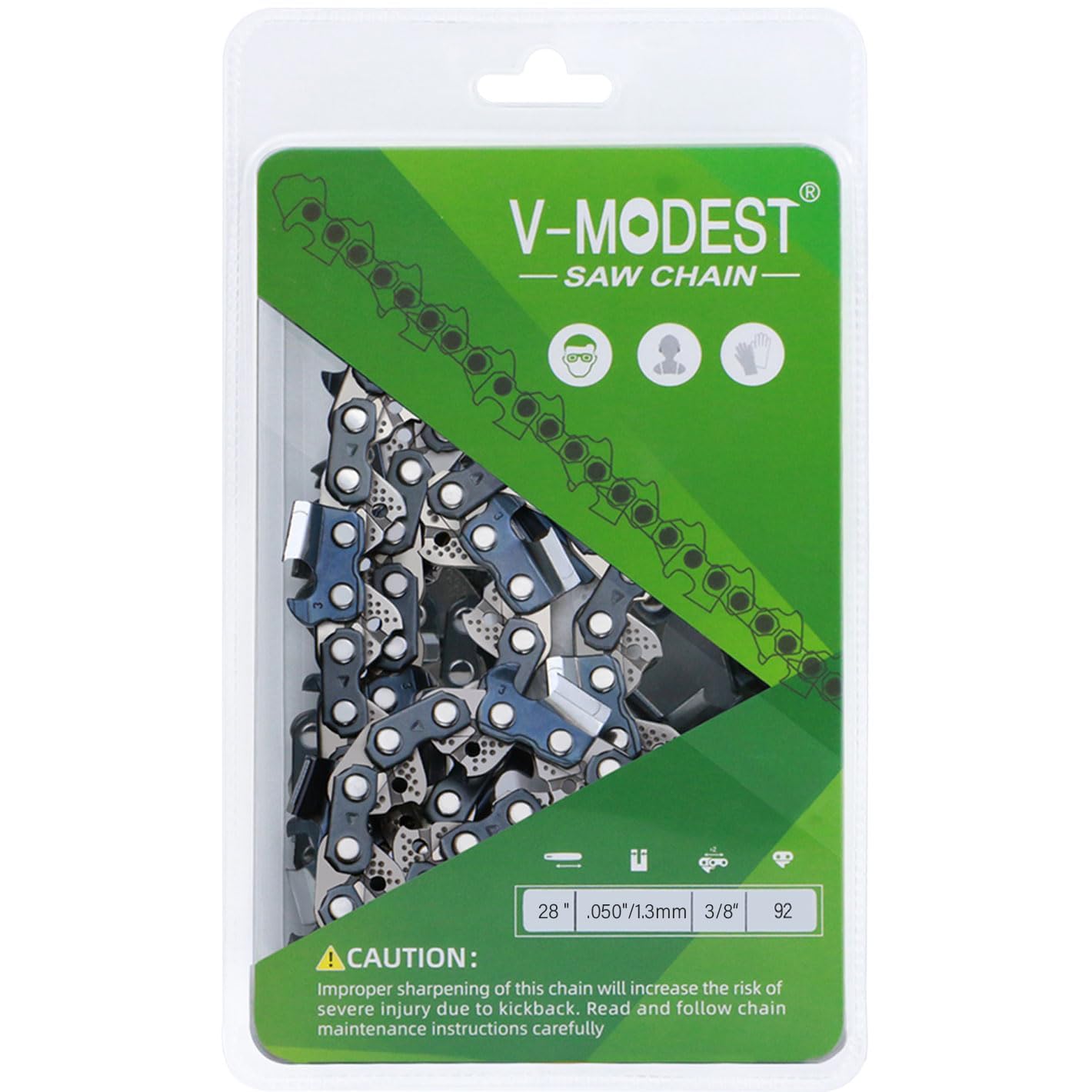 V-MODEST 28 inch Chainsaw Chain Full Chisel 92 Drive Links, 3/8